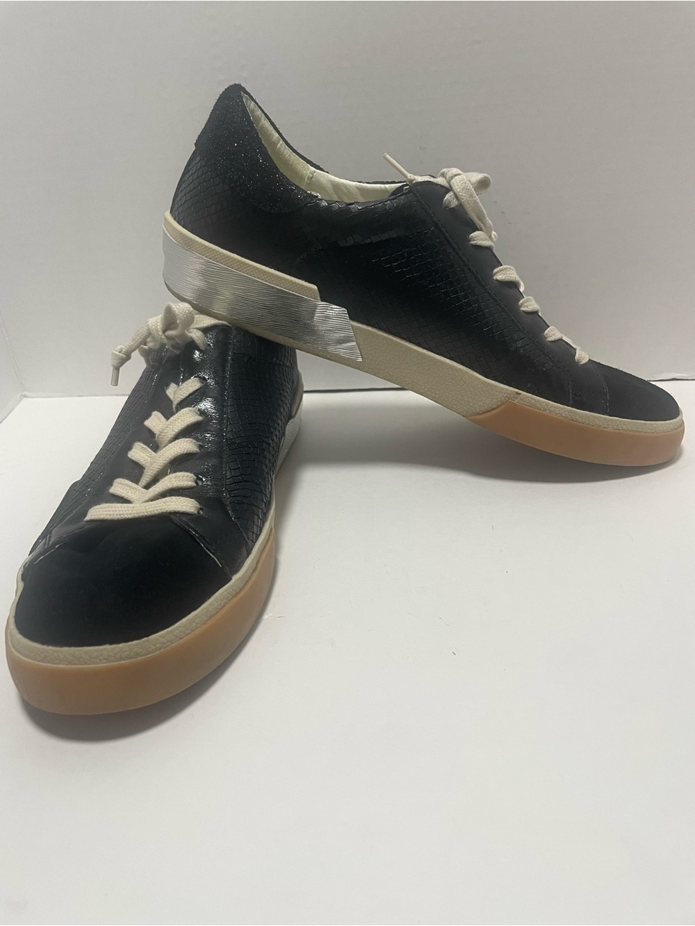 Dolce Vita Black Low-Top Sneakers with Cream Laces